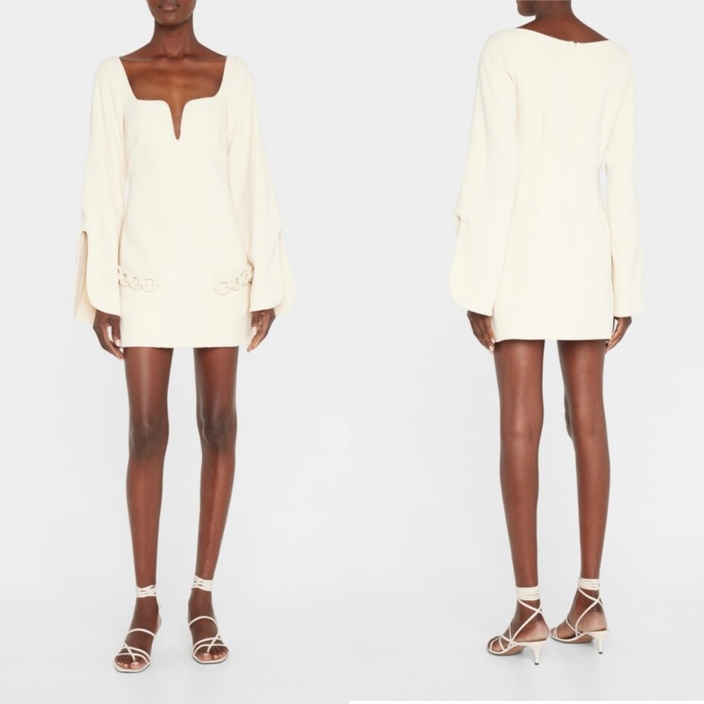 Alexis Azize Chain-Embellished Crepe Mini Dress Ivory Medium NWT - Picture 12 of 12